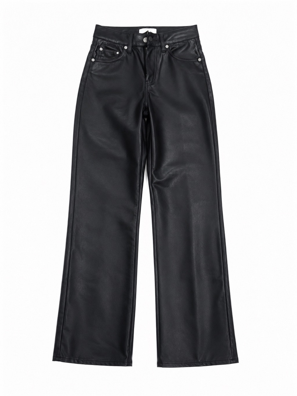 H&M Black Faux Leather Wide-Leg Pants Size 2